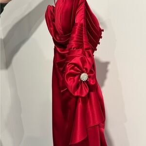Vibrant Red Satin long dress sleeveless